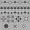 Set collections of old Greek ornaments. Antique borders and tiles in black and white colors