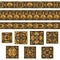 Set collections of old Greek ornaments. Golden antique borders and tiles isolated on the white background.