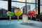 set of color alcohol stylish cocktails in bar or restaurant, green, red, yellow