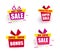 Set color Banner Big Sale Bright gift box says sale only today