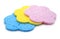 Set of color bath sponges isolated