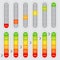 Set of color coded progress, vertical level indicator