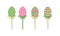 Set of Color decorative egg, candy, Lollipop. Design element for Easter, Valentines Day, holidays. Hand drawn