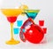 Set of color drink, different shapes of glasses, drink shots