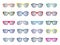 Set of color Glasses isolated. Vector Icons.