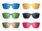 Set of color Glasses isolated. Vector Icons.