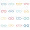 Set of color glasses and sunglasses icons, illustration