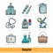 Set of Color Hospital Outline Web Icons