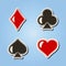 Set of color icons with suits of playing cards