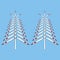 Set of color illustrations with Christmas tree made of propellers, windmill blades, wind turbine.