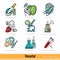 Set of Color Kind of Doctors Outline Web Icons