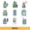 Set of Color Kinds of Medicine Outline Web Icons