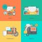 Set of color line icons for web page design