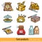 Set of Color Outline Web Icon. Farm products