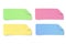 Set of color rectangular oblong paper stickers with bent edge