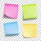 Set of color sheets of note papers. Four sticky notes. Vector