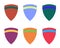 Set of color shields in 6 different shapes