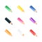 Set of color small pencils. Realistic style. Colorful bright icons