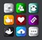 Set of color social network icon buttons with twitter bird cloud