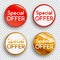 Set of color special offer buttons or badges on transparent background.