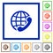 Set of color square framed international call icons