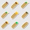 Set of color tortilla food stickers set
