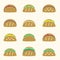 Set of color tortilla tacos food icons set eps10