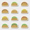 Set of color tortilla tacos food stickers set