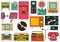 Set of color vintage flat electronic icons 80-90s. Vector