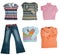 Set of color women clothes