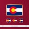 Set of Colorado flags with gold frame for use at sporting events on a burgundy abstract background
