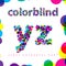 Set of Colorblind Style Font in Vector. Fresh trendy colors.