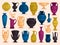 Set of colored antique vases. Vector illustration