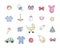 Set of colored baby stuff icons