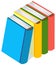 Set of colored books icons in isometric design cartoon style. Vertical stack of various textbooks