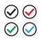 Set of colored check mark icons. Tick symbol, tick icon vector illustration.