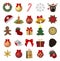 Set of colored Christmas icons. Collection of holiday labels