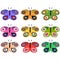 Set of colored decorative butterflies