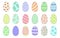 Set of colored Easter eggs, different hand drawings decorations. Vector illustration