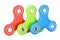 Set of colored fidget spinners, 3D rendering