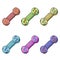 A set of colored icons, a bright rubber toy for dogs, vector cartoon