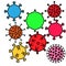 Set of colored icons of medical viruses microbes dangerous deadly strain covid 019 coronavirus epidemic pandemic disease. Vector