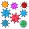 Set of colored icons of medical viruses microbes dangerous deadly strain covid-19 coronavirus epidemic pandemic disease.