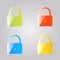 Set of colored icons of padlocks on a gray background.
