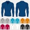 Set of colored long sleeve polo-shirts templates for men