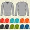 Set of colored long sleeve shirts templates for men