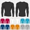 Set of colored long sleeve shirts templates for men