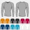 Set of colored long sleeve shirts templates for men