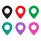 Set of colored map pins. Location map icon.