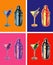 Set of Colored Martini Cocktails with Olives Shaker Vector Illustration